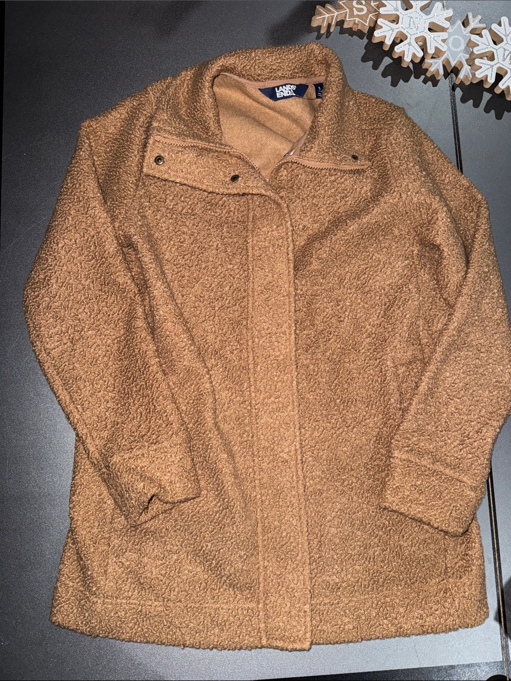 Lands' End Women's Camel Brown Teddy Jacket S